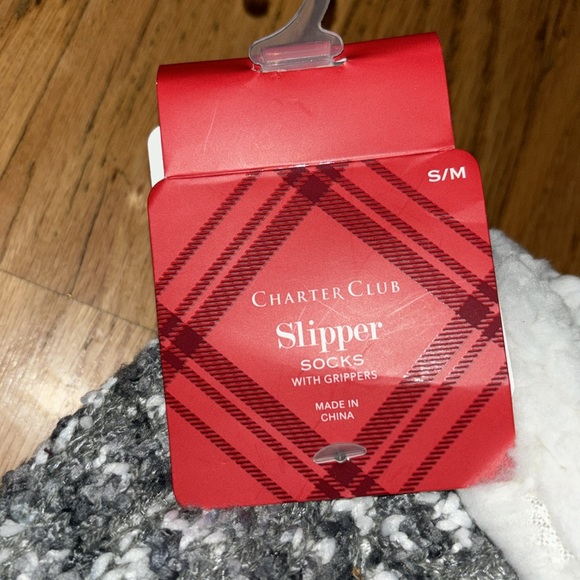 Charter Club slipper socks small great stocking stuffer unisex gray white - Picture 5 of 5